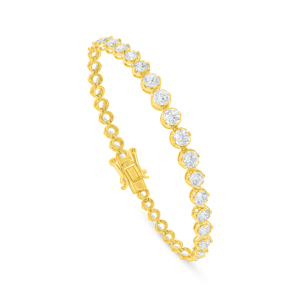 Sterling Silver 925 Bracelet Golden Plated Embedded With White Zircon