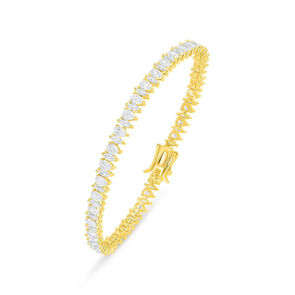 Sterling Silver 925 Bracelet Golden Plated Embedded With White Zircon