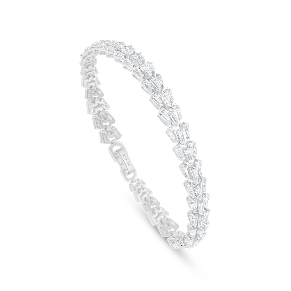 Sterling Silver 925 Bracelet Rhodium Plated Embedded With White Zircon