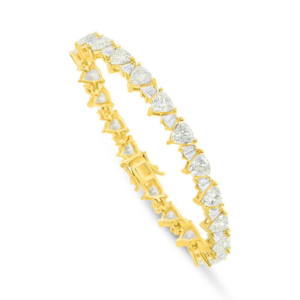 Sterling Silver 925 Bracelet Golden Plated Embedded With Yellow Diamond And White Zircon