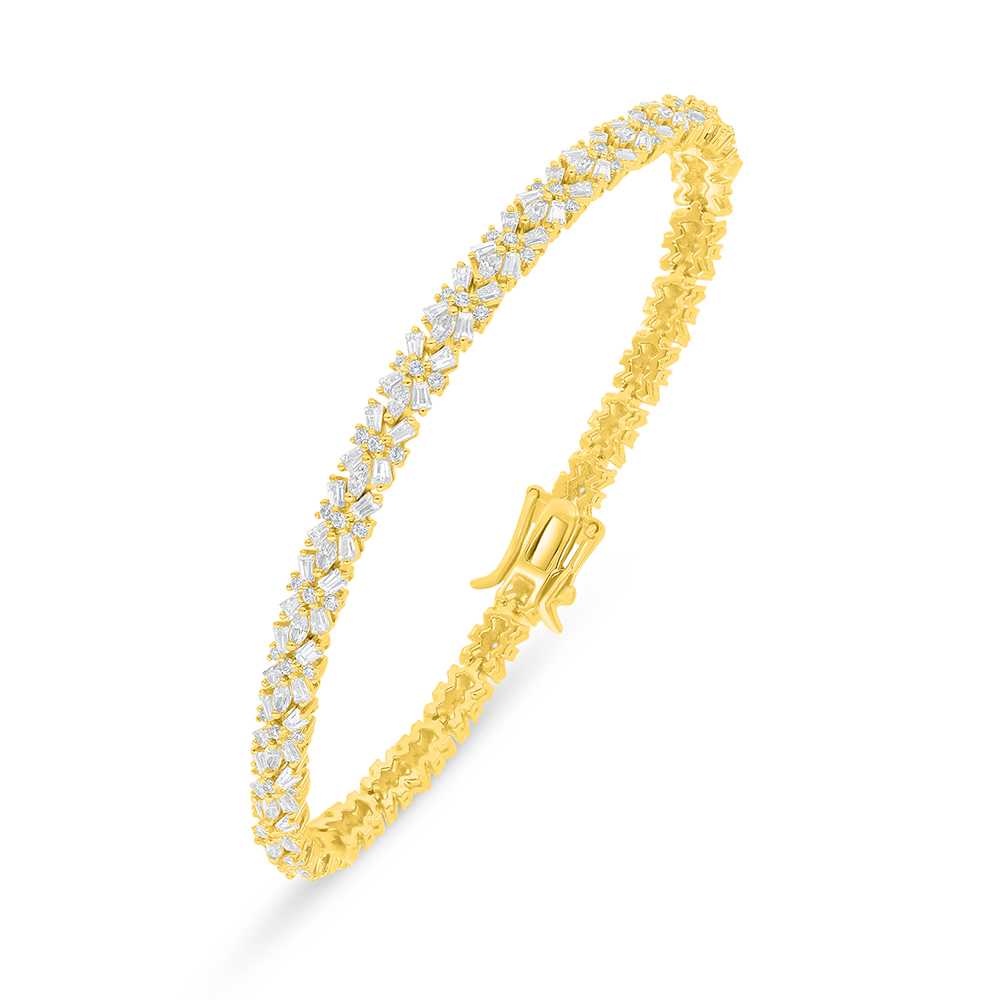 Sterling Silver 925 Bracelet Golden Plated Embedded With White Zircon