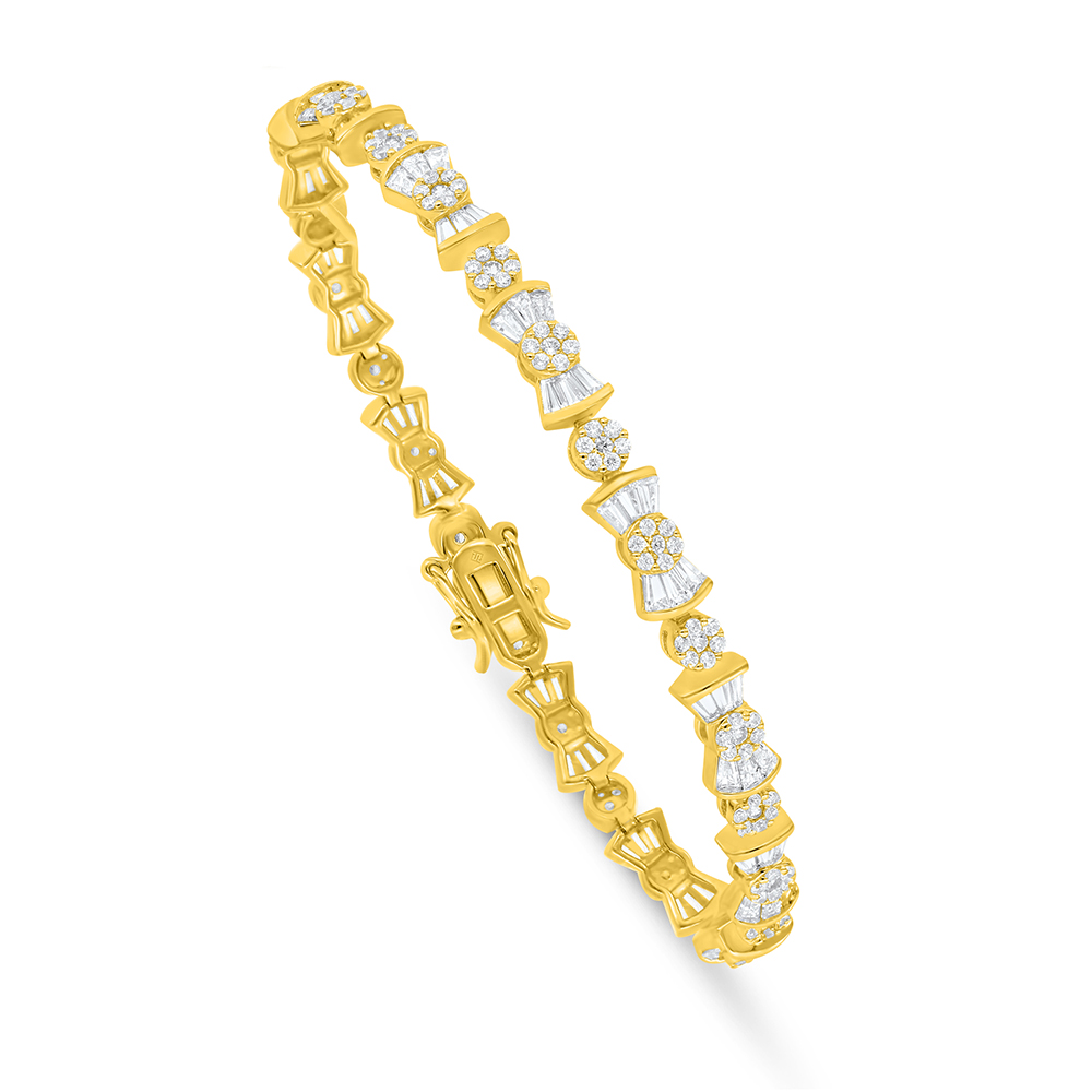 Sterling Silver 925 Bracelet Golden Plated Embedded With White Zircon