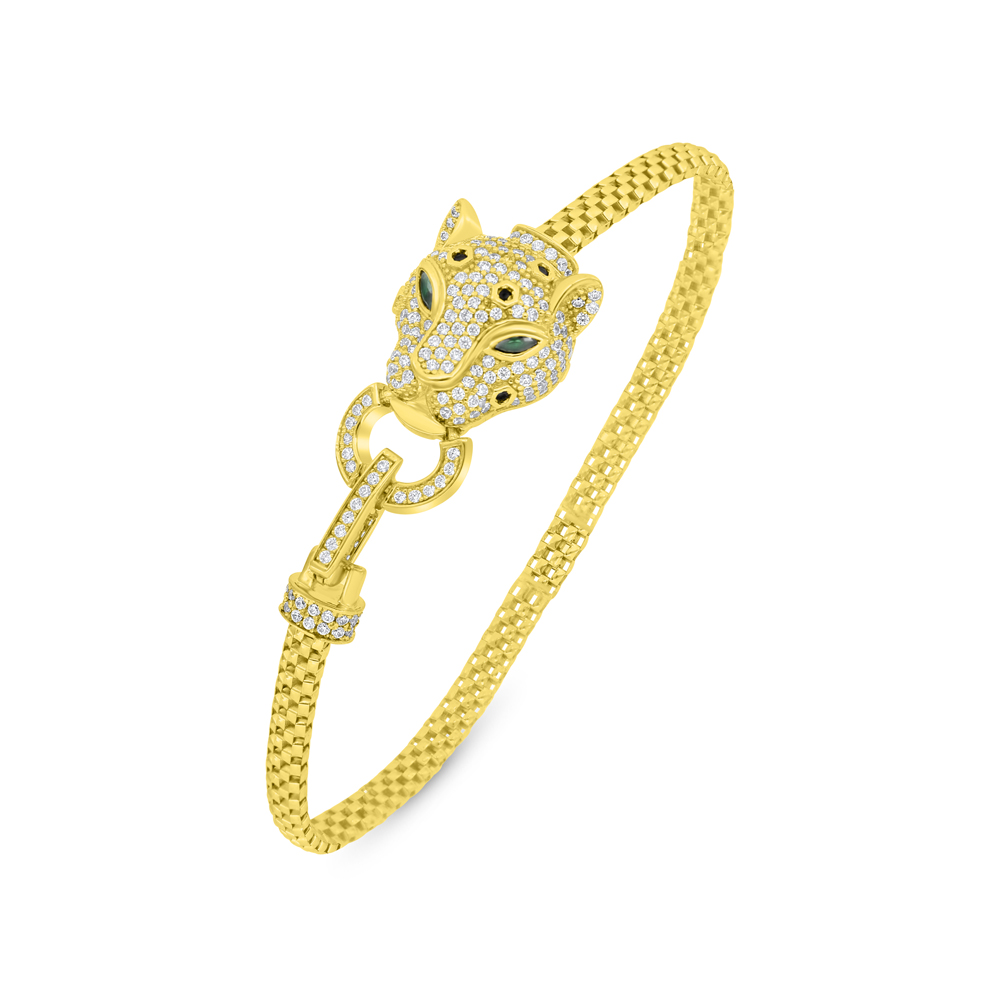 Sterling Silver 925 Bracelet Golden Plated Embedded With White Zircon