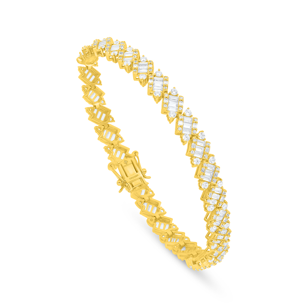 Sterling Silver 925 Bracelet Golden Plated Embedded With White Zircon