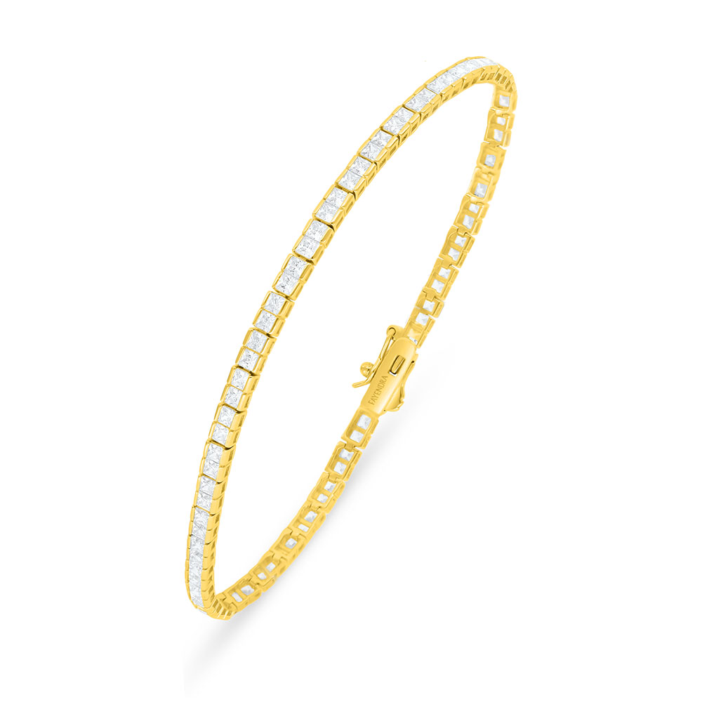 Sterling Silver 925 Bracelet Golden Plated Embedded With White Zircon