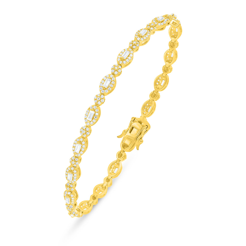 Sterling Silver 925 Bracelet Golden Plated Embedded With White Zircon