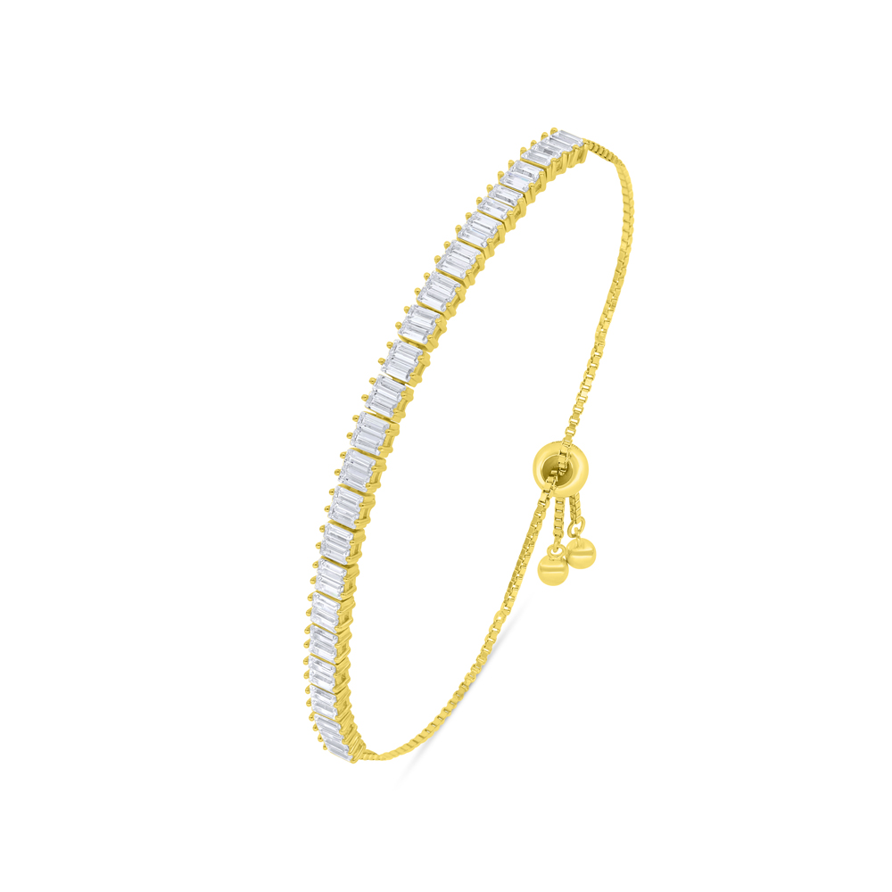 Sterling Silver 925 Bracelet Golden Plated Embedded With White Zircon