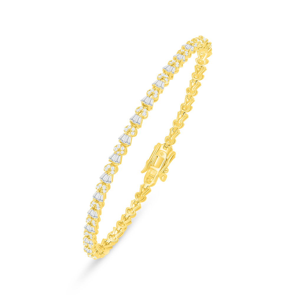 Sterling Silver 925 Bracelet Golden Plated Embedded With White Zircon