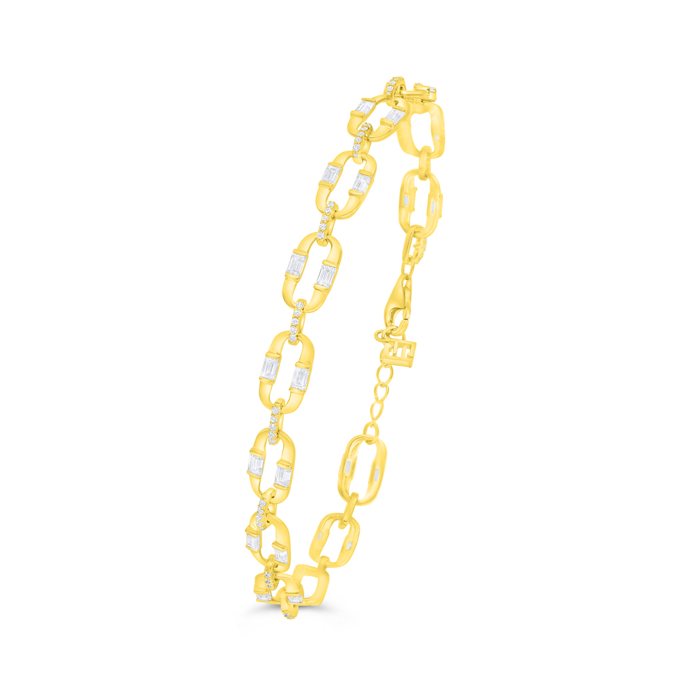 Sterling Silver 925 Bracelet Golden Plated Embedded With Yellow Diamond 