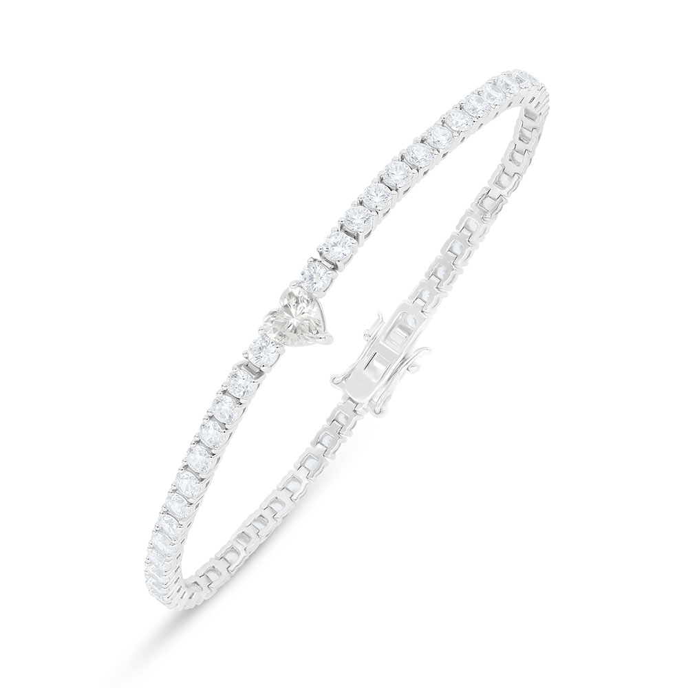 Sterling Silver 925 Bracelet Rhodium Plated Embedded With White Zircon