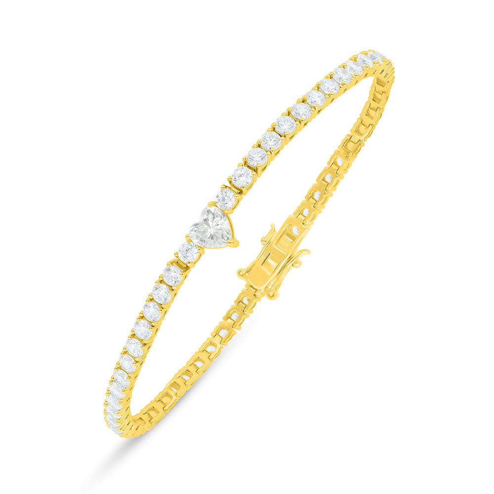 Sterling Silver 925 Bracelet Golden Plated Embedded With White Zircon