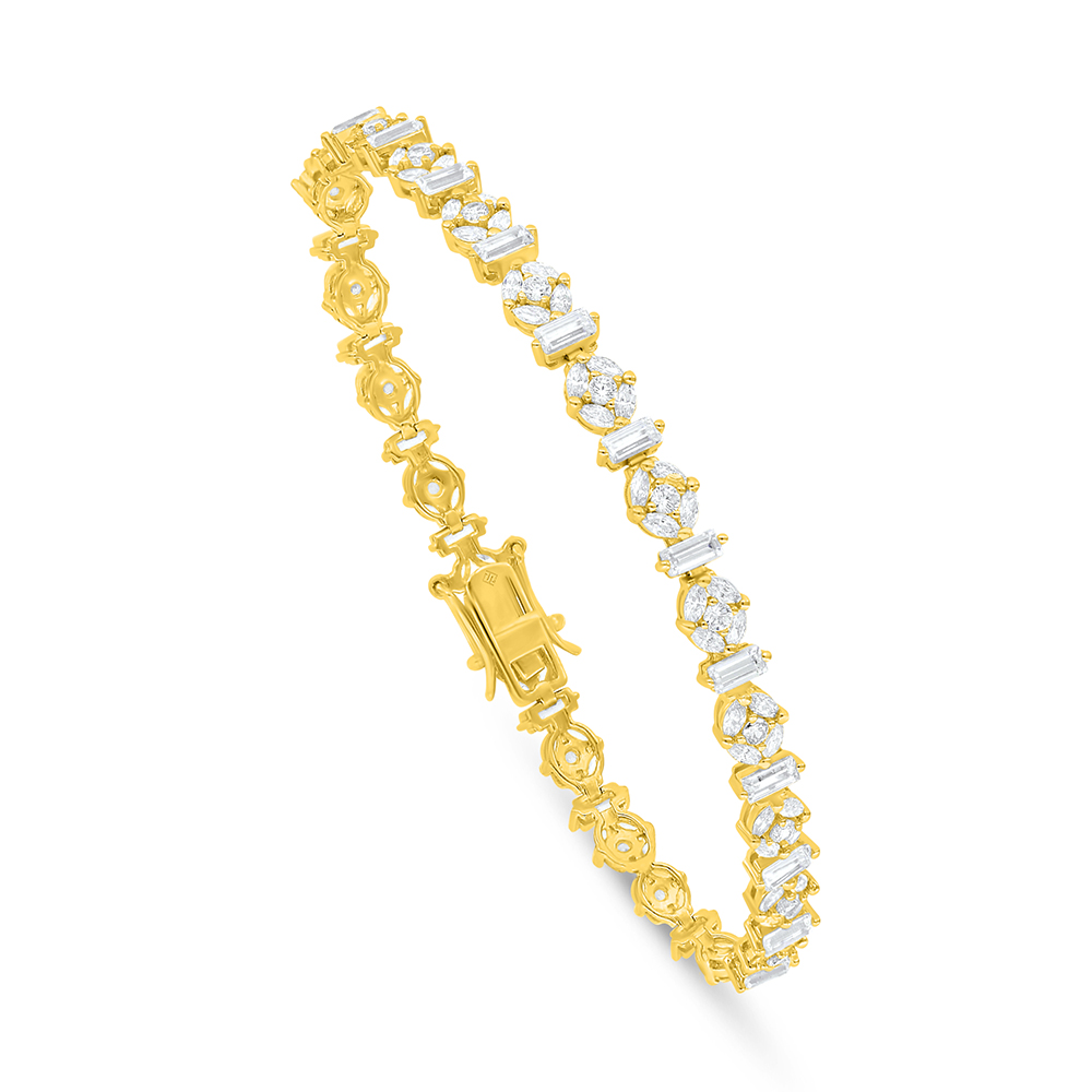 Sterling Silver 925 Bracelet Golden Plated Embedded With White Zircon