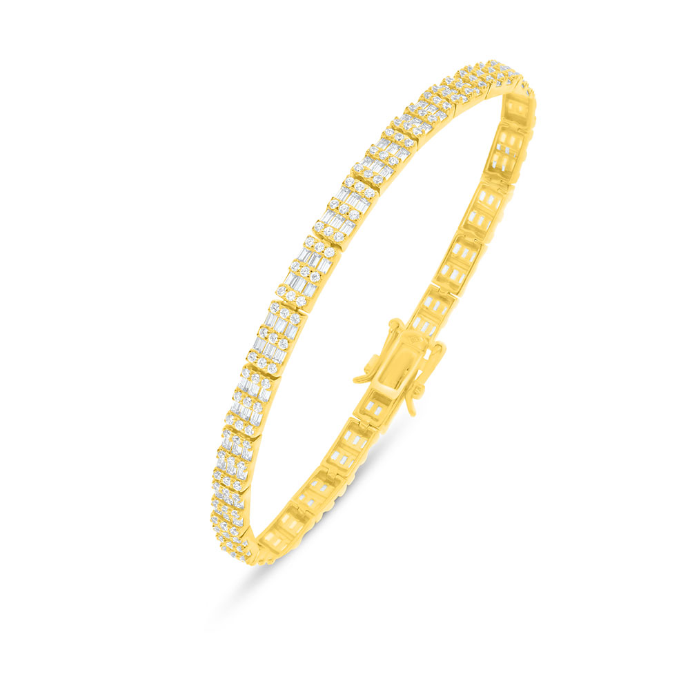 Sterling Silver 925 Bracelet Golden Plated Embedded With White Zircon