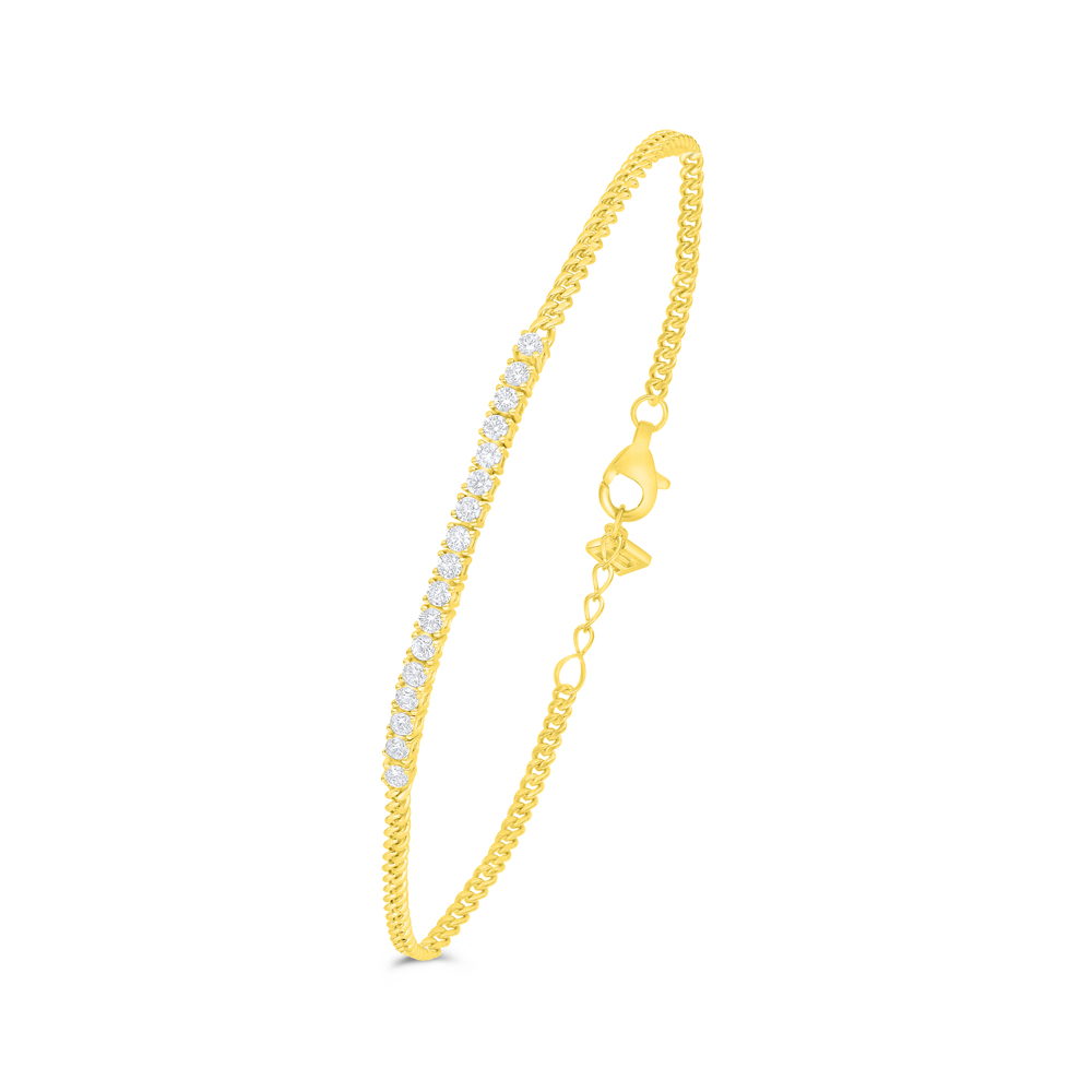 Sterling Silver 925 Bracelet Golden Plated Embedded With White Zircon