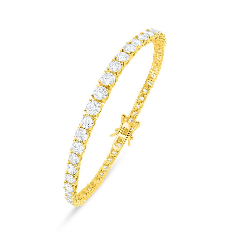 Sterling Silver 925 Bracelet Golden Plated Embedded With White Zircon