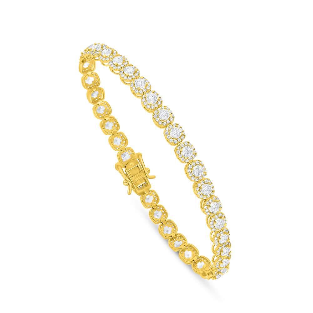 Sterling Silver 925 Bracelet Golden Plated Embedded With White Zircon