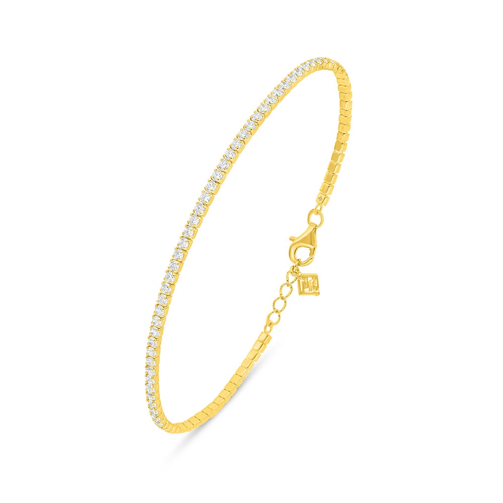 Sterling Silver 925 Bracelet Golden Plated Embedded With White Zircon