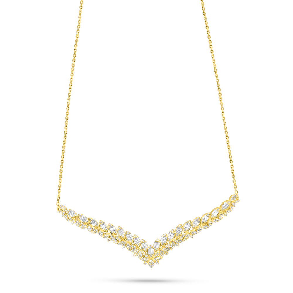 Sterling Silver 925 Necklace Golden Plated Embedded With White Zircon