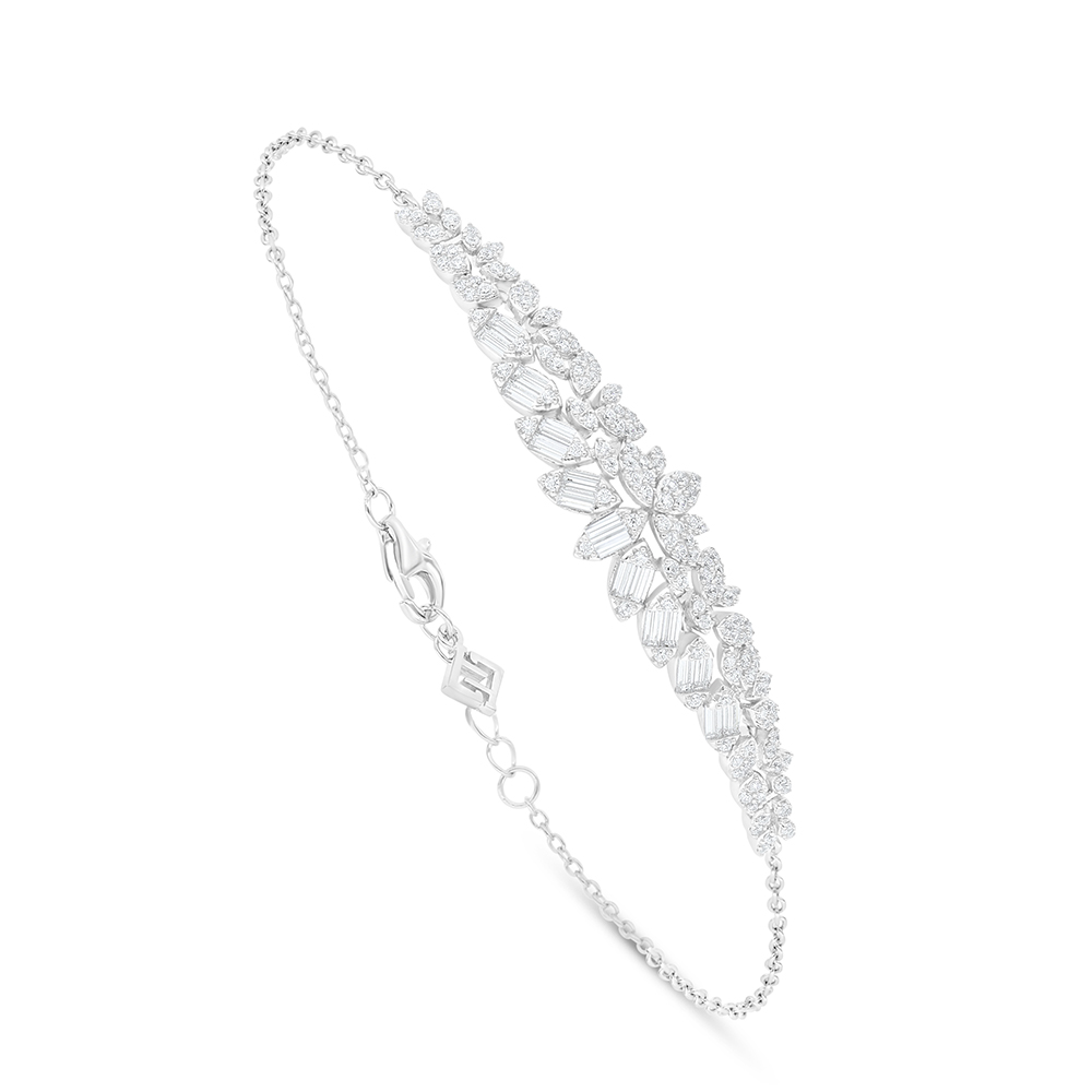 Sterling Silver 925 Bracelet Rhodium Plated Embedded With White Zircon