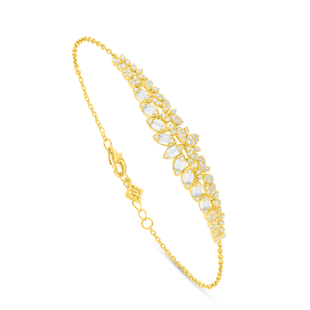 Sterling Silver 925 Bracelet Golden Plated Embedded With White Zircon