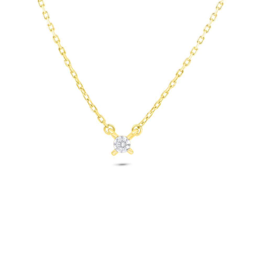 Sterling Silver 925 Necklace Golden Plated Embedded With White Zircon