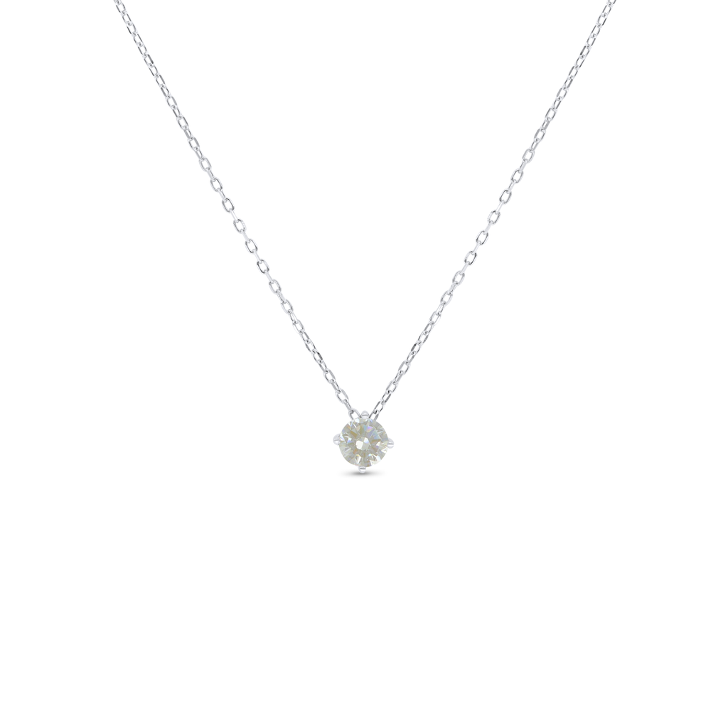 Sterling Silver 925 Necklace Rhodium Plated Embedded With Yellow Diamond 