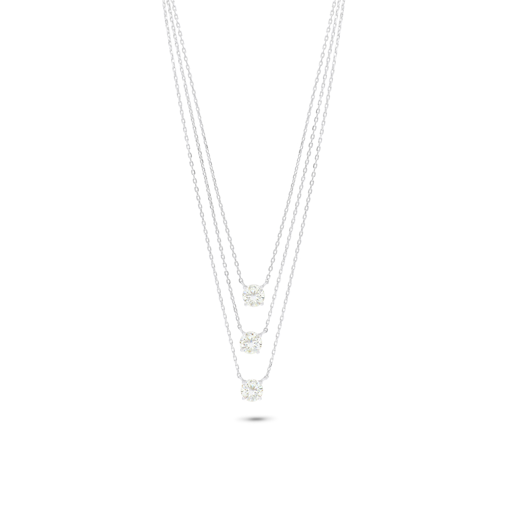 Sterling Silver 925 Necklace Rhodium Plated Embedded With Yellow Diamond And White Zircon