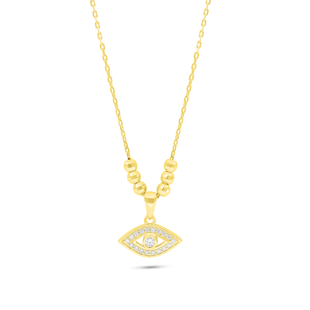 Sterling Silver 925 Necklace Golden Plated Embedded With White Zircon