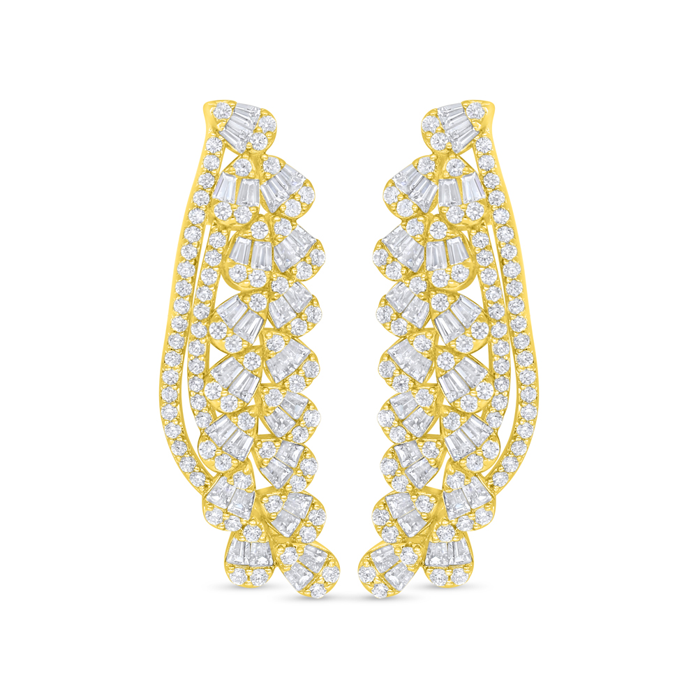 Sterling Silver 925 Earring Golden Plated Embedded With White Zircon