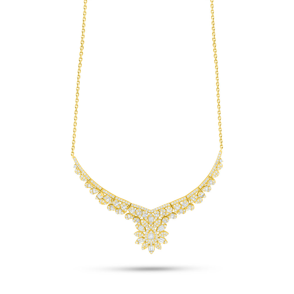 Sterling Silver 925 Necklace Golden Plated Embedded With White Zircon