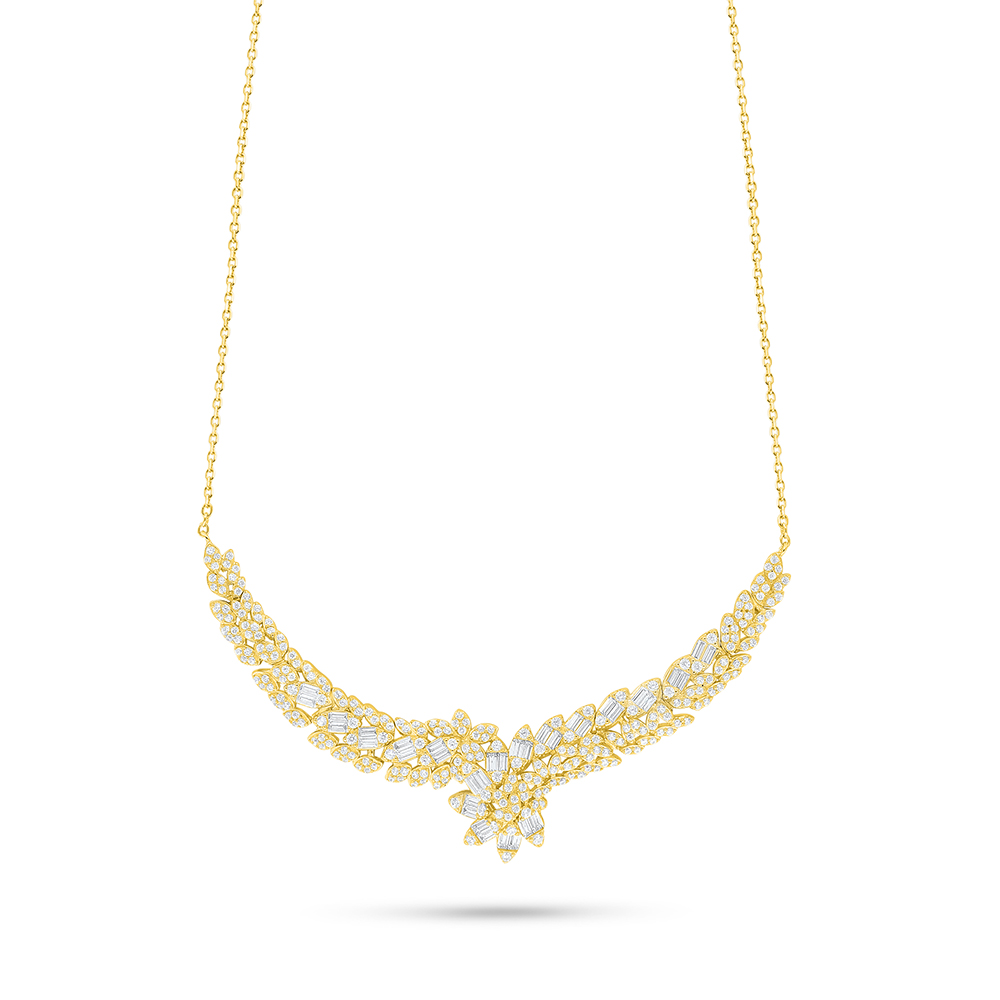 Sterling Silver 925 Necklace Golden Plated Embedded With White Zircon