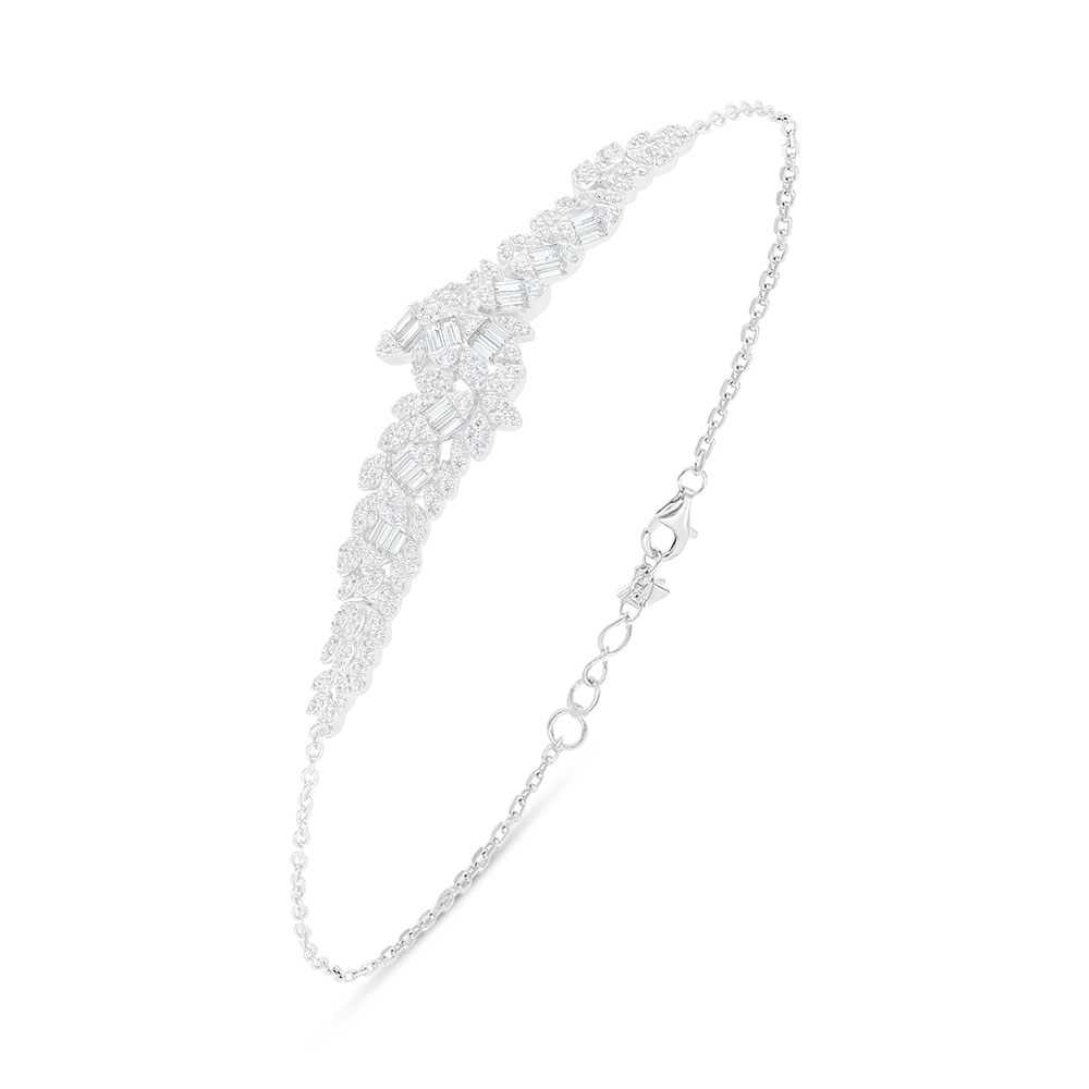 Sterling Silver 925 Bracelet Rhodium Plated Embedded With White Zircon