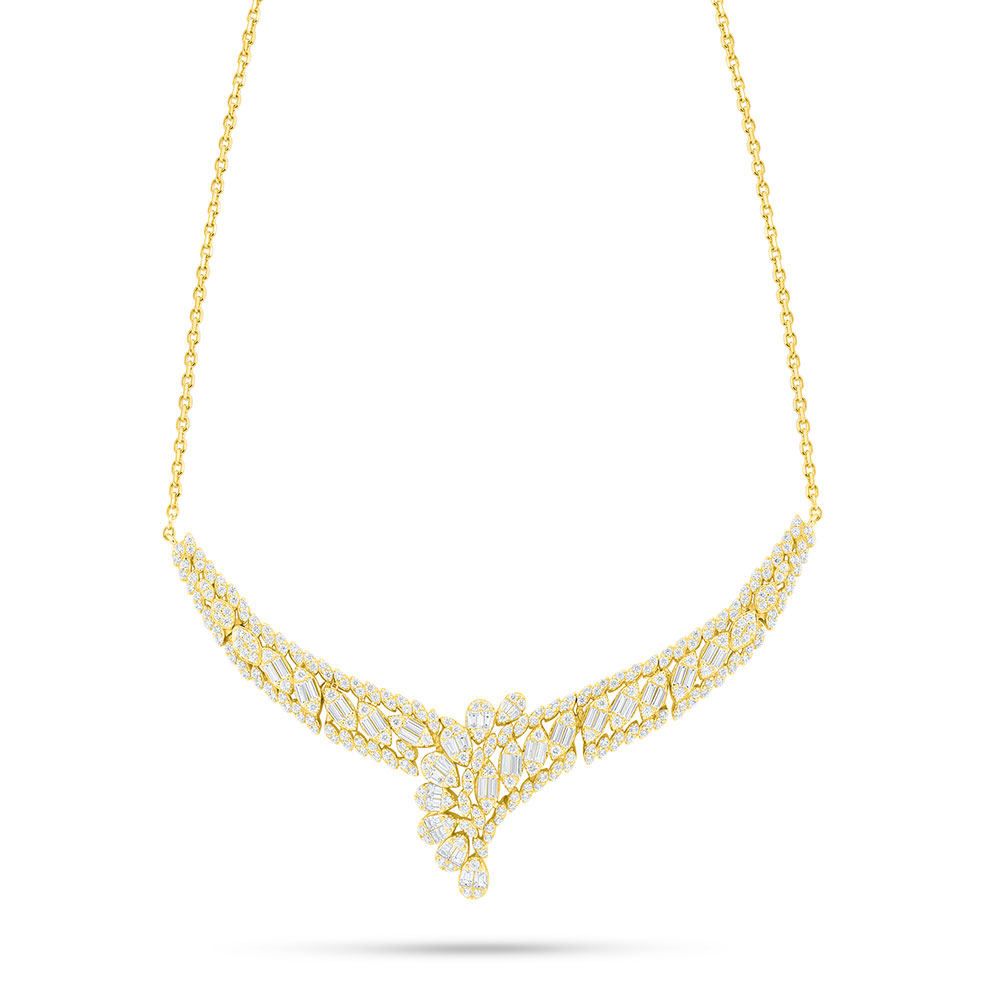 Sterling Silver 925 Necklace Golden Plated Embedded With White Zircon