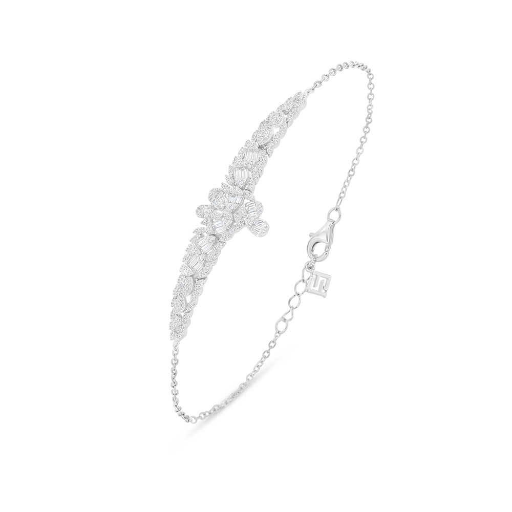 Sterling Silver 925 Bracelet Rhodium Plated Embedded With White Zircon