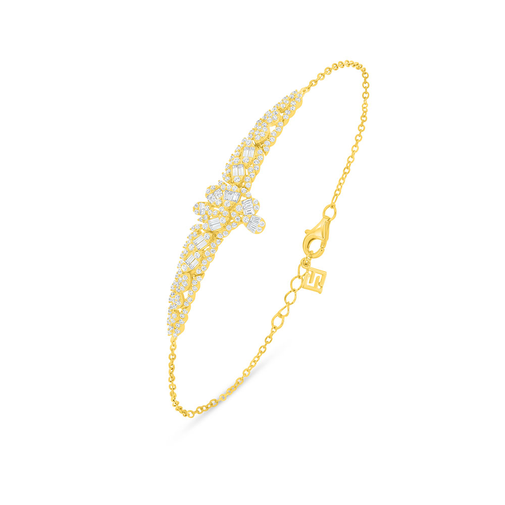 Sterling Silver 925 Bracelet Golden Plated Embedded With White Zircon