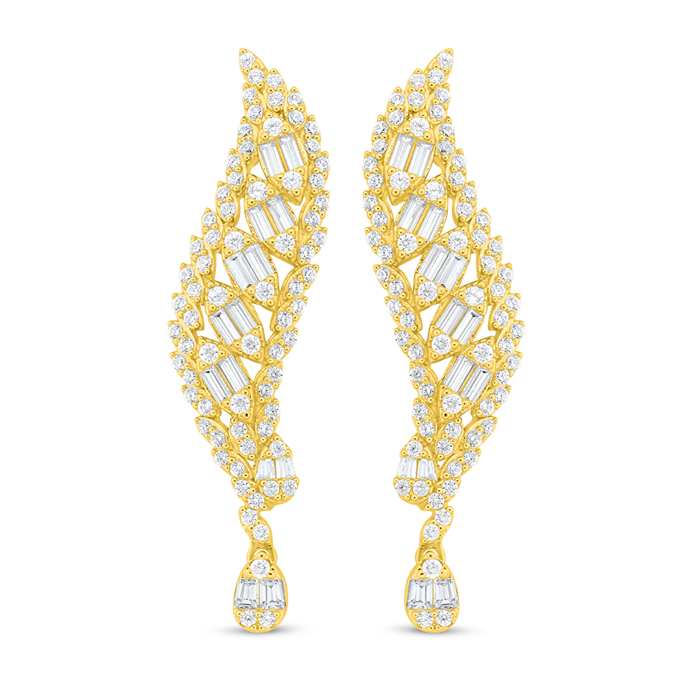 Sterling Silver 925 Earring Golden Plated Embedded With White Zircon