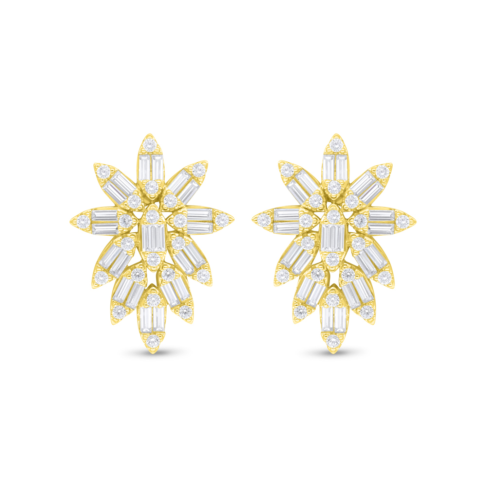 Sterling Silver 925 Earring Golden Plated Embedded With White Zircon