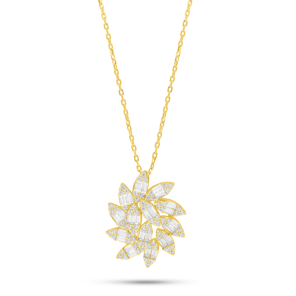 Sterling Silver 925 Necklace Golden Plated Embedded With White Zircon