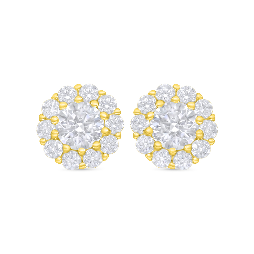 Sterling Silver 925 Earring Golden Plated Embedded With White Zircon