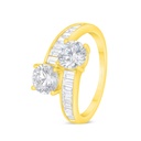 Sterling Silver 925 Ring Golden Plated Embedded With White Zircon