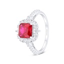 Sterling Silver 925 Ring Rhodium Plated Embedded With Ruby Corundum And White Zircon