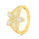 Sterling Silver 925 Ring Golden Plated Embedded With White Zircon