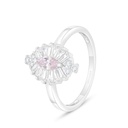 Sterling Silver 925 Ring Rhodium Plated Embedded With Pink Zircon And White Zircon