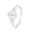 Sterling Silver 925 Ring Rhodium Plated Embedded With Pink Zircon And White Zircon