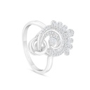 Sterling Silver 925 Ring Rhodium Plated Embedded With White Zircon