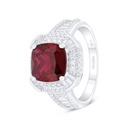 Sterling Silver 925 Ring Rhodium Plated Embedded With Ruby Corundum And White Zircon