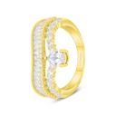 Sterling Silver 925 Ring Golden Plated Embedded With White Zircon