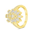 Sterling Silver 925 Ring Golden Plated Embedded With White Zircon