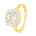 Sterling Silver 925 Ring Golden Plated Embedded With Yellow Diamond And White Zircon