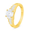 Sterling Silver 925 Ring Golden Plated Embedded With White Zircon